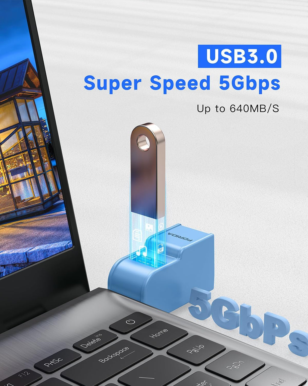 3 Ports USB 3.0 Adapter, USB Hub with 1 USB 3.0 and 2 USB 2.0 Port, Portable USB Port Splitter for Keyborad, Mobile Hard Disk, U Disk, Camera, Mouse,etc (Blue)