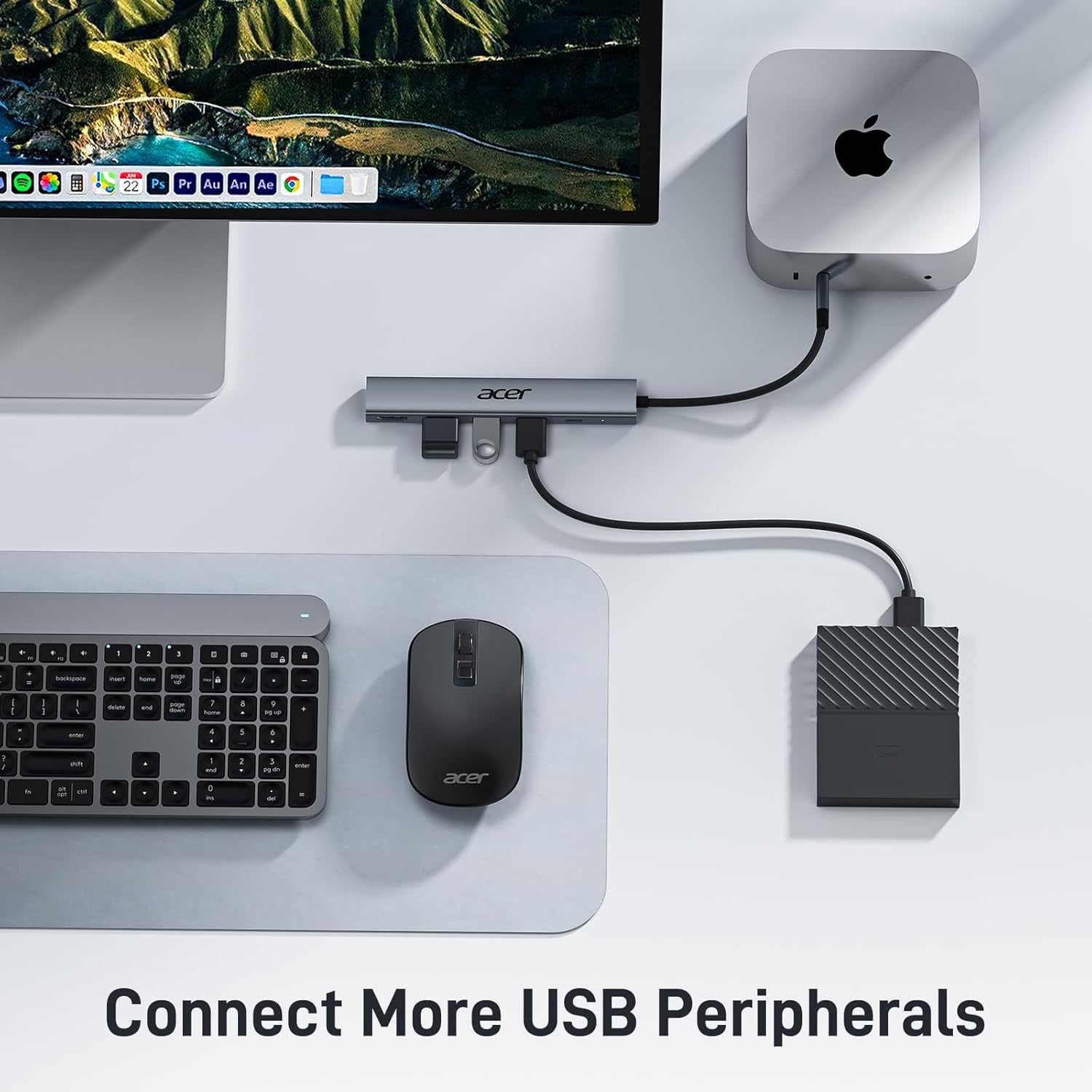 Acer 5 in 1 USB C Hub with 4K HDMI, 100W Power Delivery, 3 USB A Data Ports, USB C to HDMI Multiport Adapter for Laptop, PC, Tablet, MacBook Air, iPad Air, iMac, iPhone 15/16 Pro/Pro Max