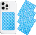 Silicone Suction Phone Case Mount 3 Pack, Silicon Adhesive Suction Cup Phone Mount, Non Slip Sticky Phone Grip for Cellphone, Strong Grip Holder for Selfies and Videos (Blue)