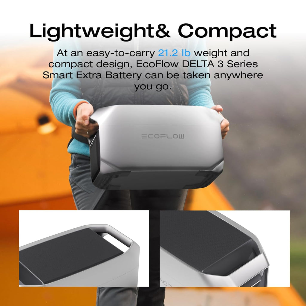 EF ECOFLOW Portable Power Station DELTA 3 Plus with Smart Extra Battery, Expand Capacity from 1024Wh to 2048Wh, Solar Generator for Emergency, Home Backup, Outdoor Camping