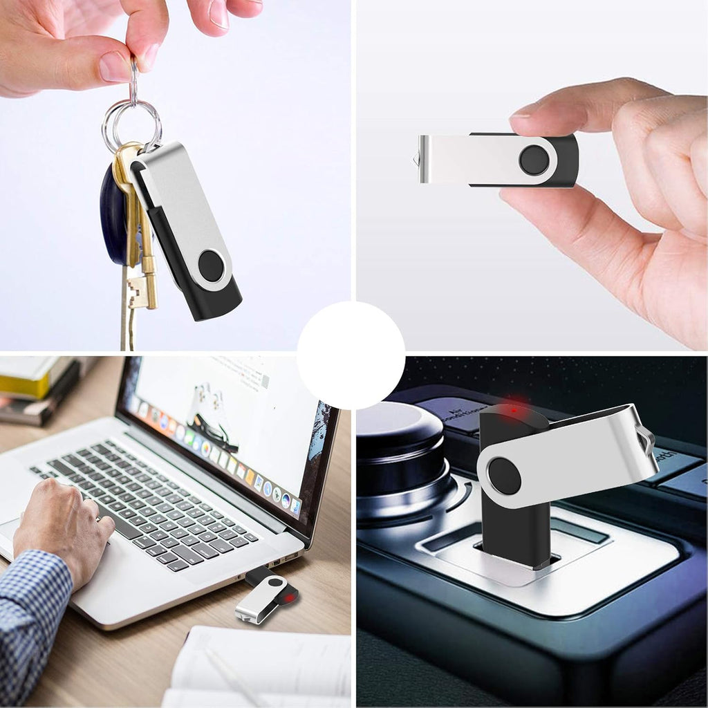 KOOTION 16 GB USB 3.0 Flash Drive 16gb Flash Drives 10pcs Thumb Drive Keychain Jump Drive Swivel Memory Sticks, Black