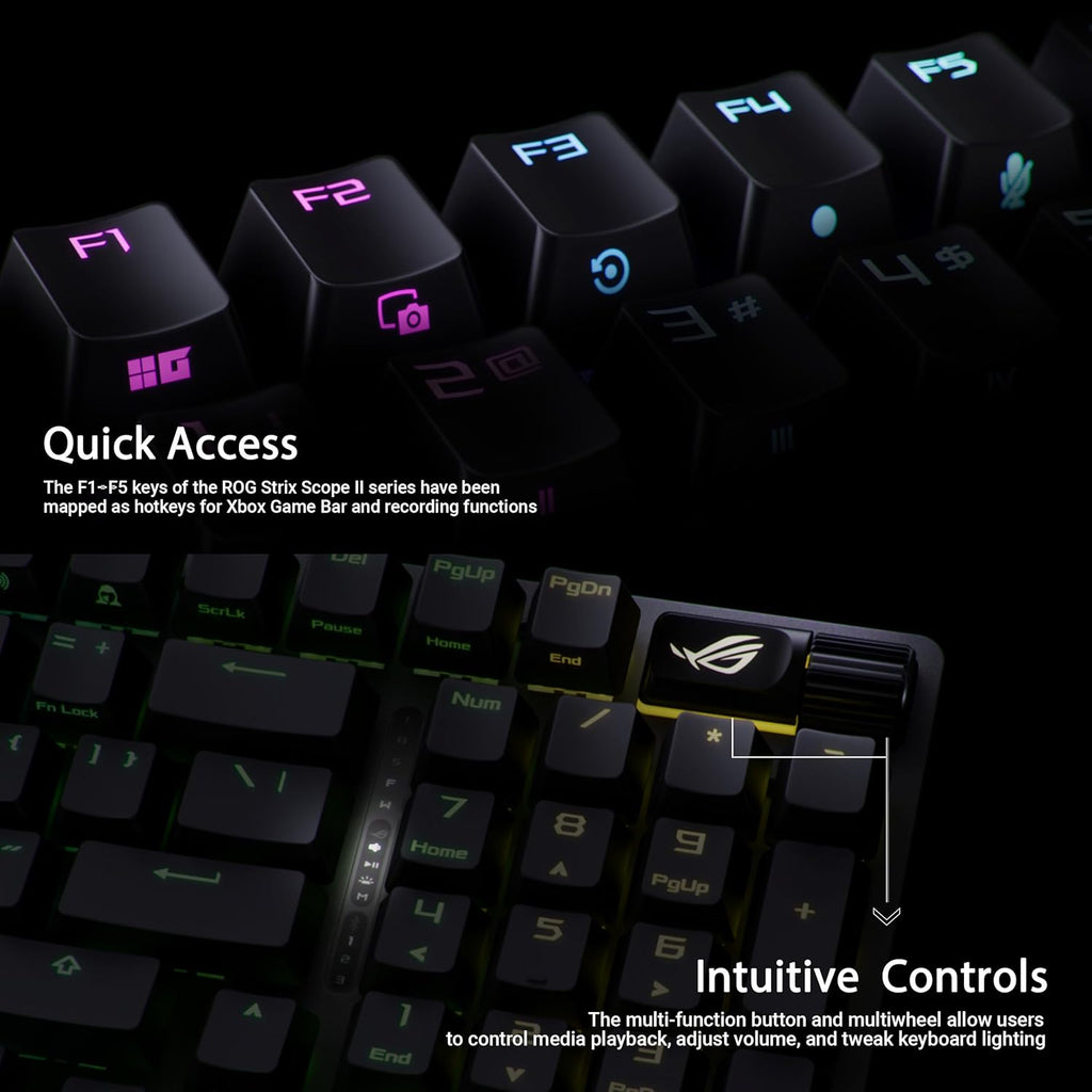ASUS ROG Strix Scope II 96 Wireless Gaming Keyboard, Tri-Mode Connection, Dampening Foam & Switch-Dampening Pads, Hot-Swappable Pre-lubed ROG NX Storm Switches, PBT Keycaps, RGB-Black