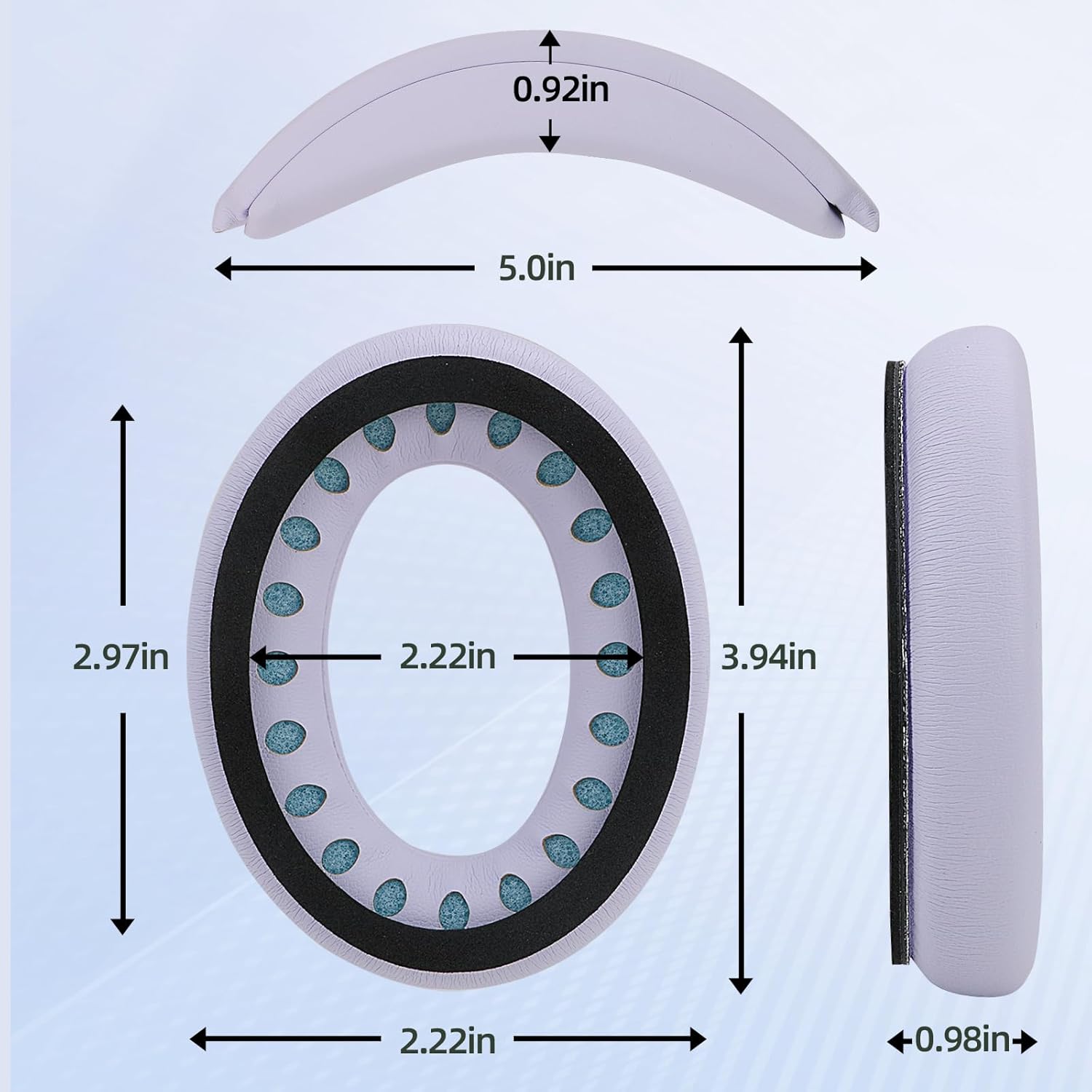 Ear Cushions and Headband Cushion Foam for Bose QuietComfort 35 45 (QC35 QC45) Headphones Accessories Easy to Install (Purple)