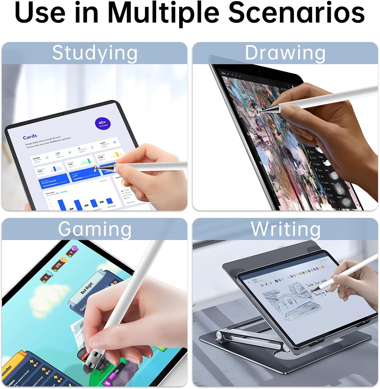 Bopomofo Stylus (5 Pcs), 2-in-1 Stylus Pen for Touchscreen, High Precision and Sensitivity, Suitable for iPhone/ipad/Android Tablets, Compatible with All Touch Screens,White