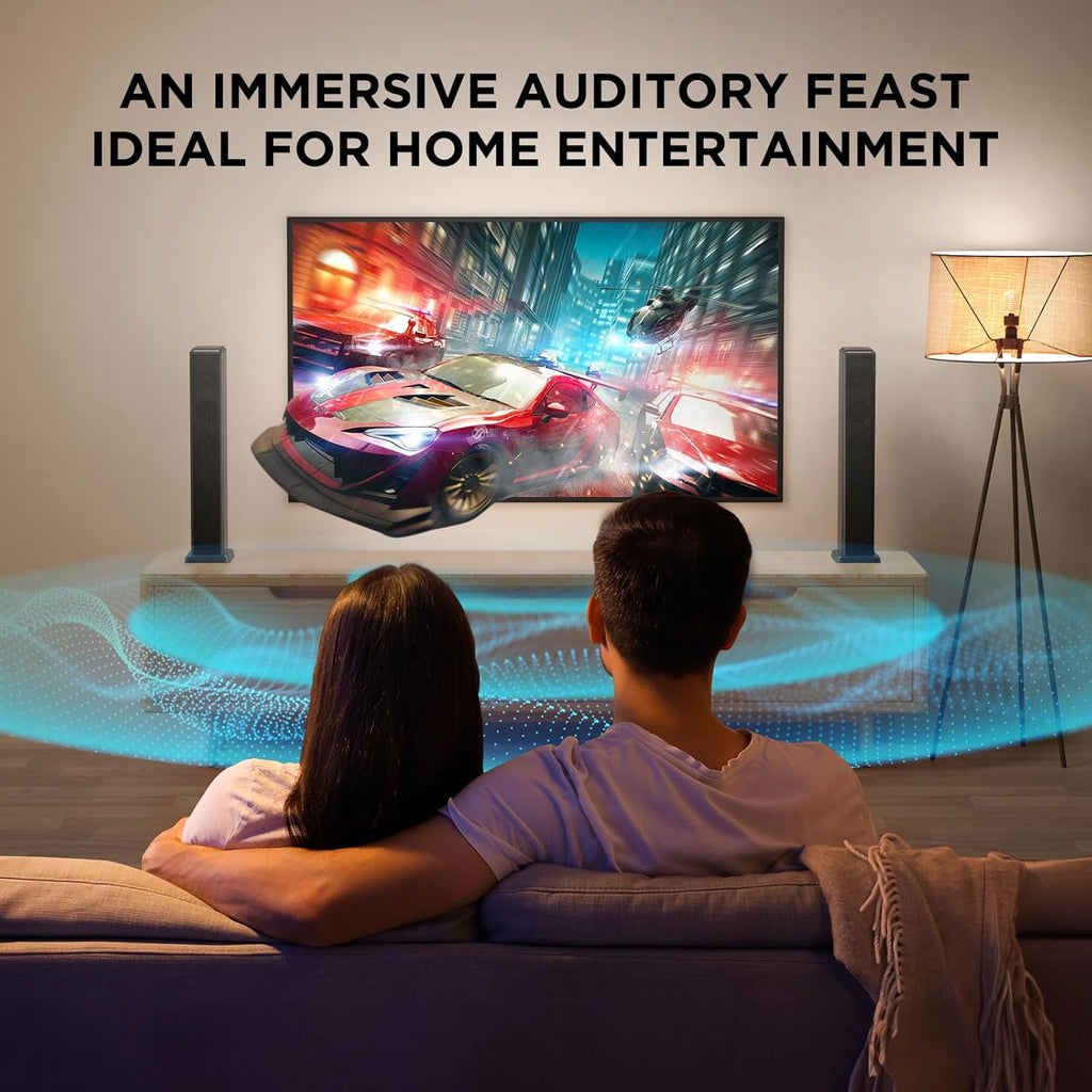2.2ch 100W Sound Bar for Smart TV, 2-in-1 Detachable Bluetooth 5.3 Speaker with 3 EQ Modes & Adjustable Bass - Home Theater Audio for Movies, Gaming, Music