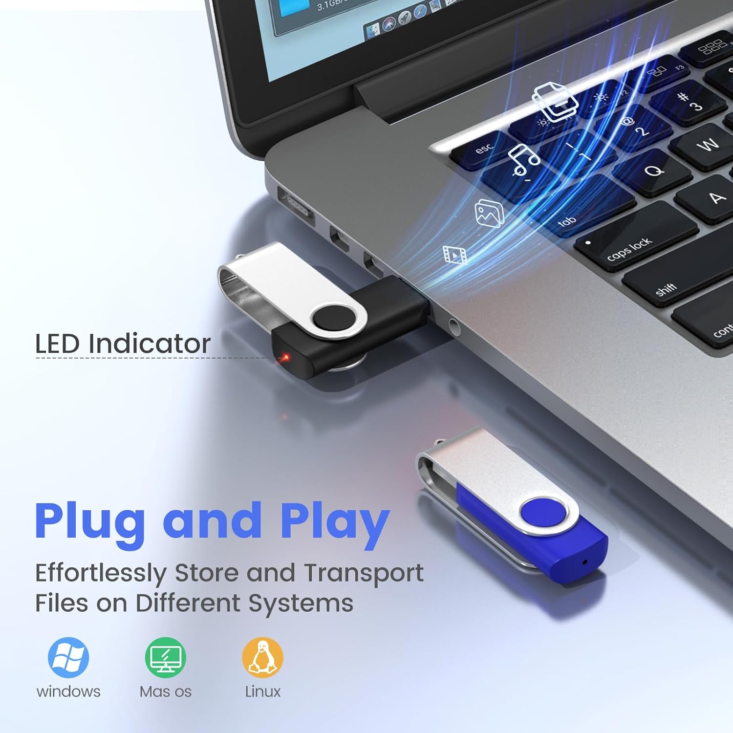 ABLAZE Custom Flash Drive 64GB 10 Pack, Personalized USB Logo Flash Drives USB 2.0 Thumb Drives with Logo Memory Stick (Mixcolors)