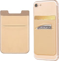 2 Pack Stick On Wallet Sleeve Cell Phone Dual Pocket Card Holder Double Pocket Pouch for iPhone Android Smartphone (2 Pack Gold)