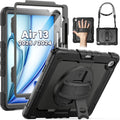 SEYMAC for iPad Air 13 Inch Case M3 2025/ M2 2024, Heavy Duty Shockproof Protective Case with Screen Protector, 360° Rotating Stand, Hand/Shoulder Strap and Pen Holder for iPad Air 13, Black