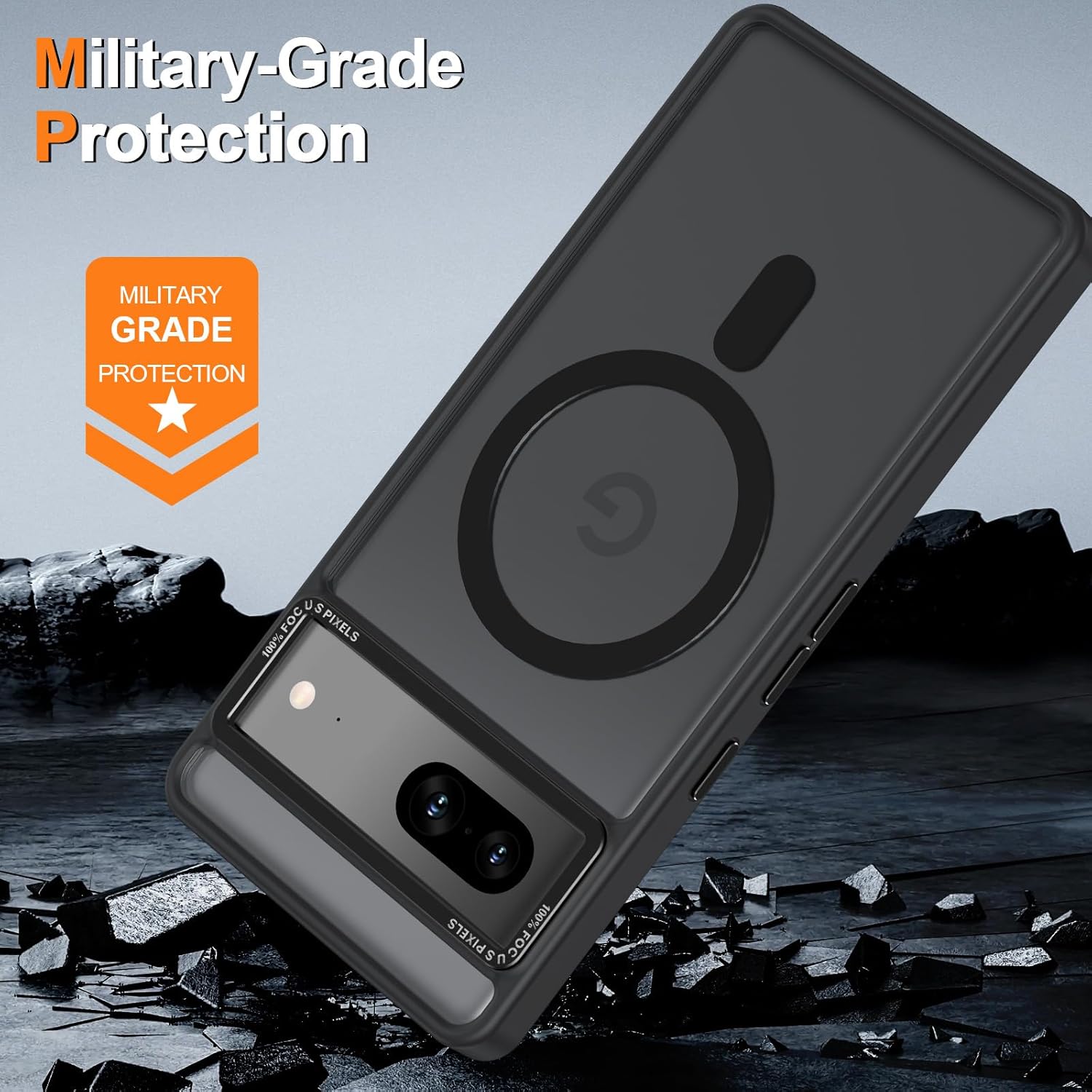 Magnetic for Google Pixel 7 Case, [Military Grade Drop Protection] [Compatible with MagSafe] Shockproof Slim Translucent Matte Anti-Slip for Women Girls Men Case, Black