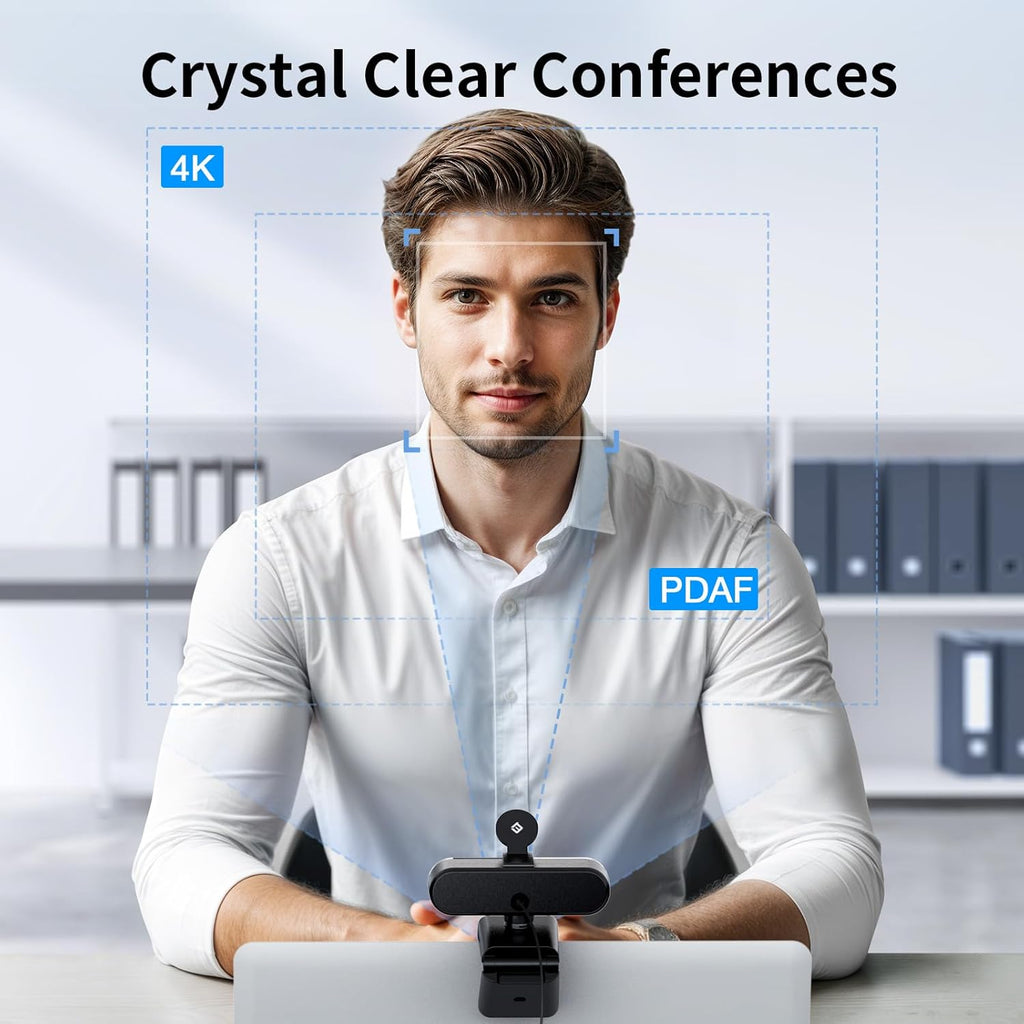 EMEET NOVA 4K Webcam for PC - Ultra 4K HD, PDAF Autofocus, Dual Noise-Cancelling Mics, 73° FOV, Auto Light Correction, USB-A, Privacy Cover, Ideal for High-End Business Meetings&Live Streaming