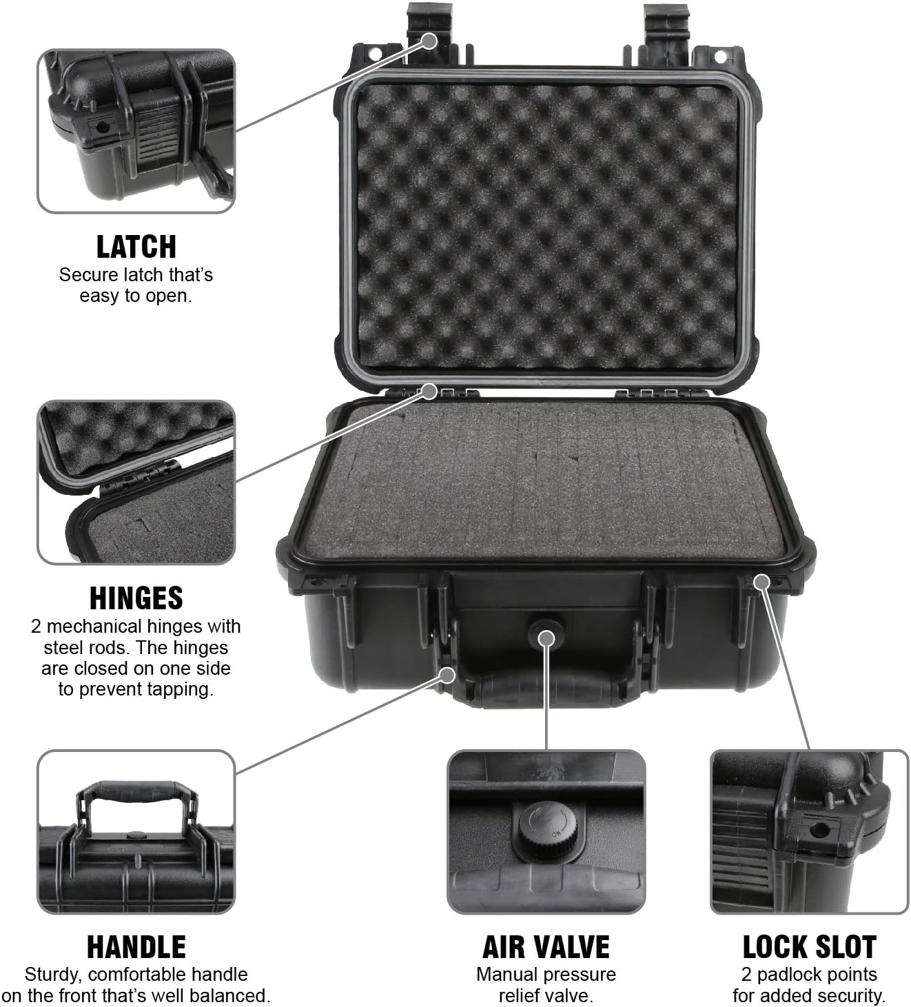 Olympia 13.47" Waterproof Hard Case with DIY Customizable Foam, Fit use of Gear, Equiment, Camera and so on