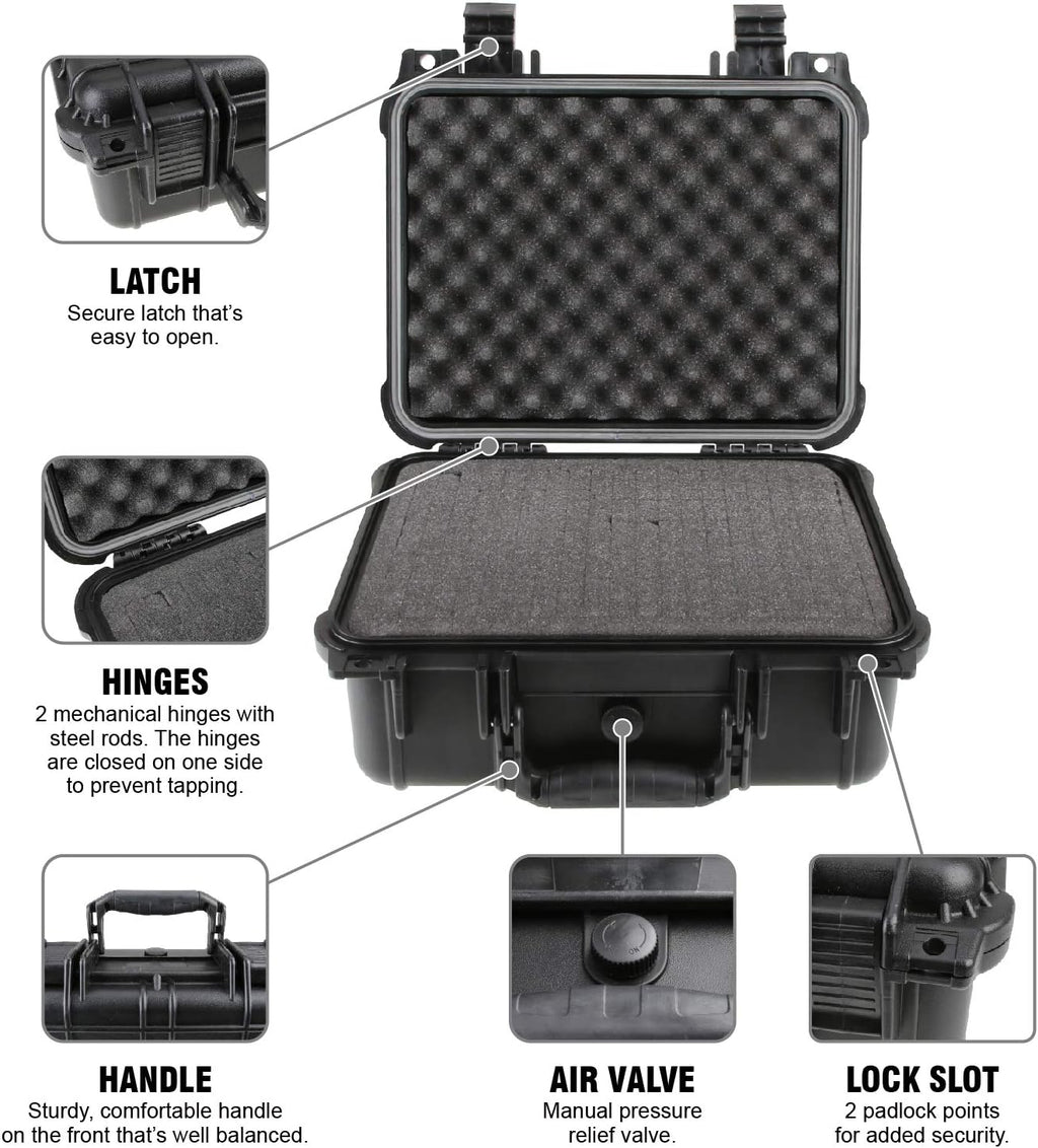Olympia 10.47" Waterproof Hard Case with DIY Customizable Foam, Fit use of Gear, Equiment, Camera and so on