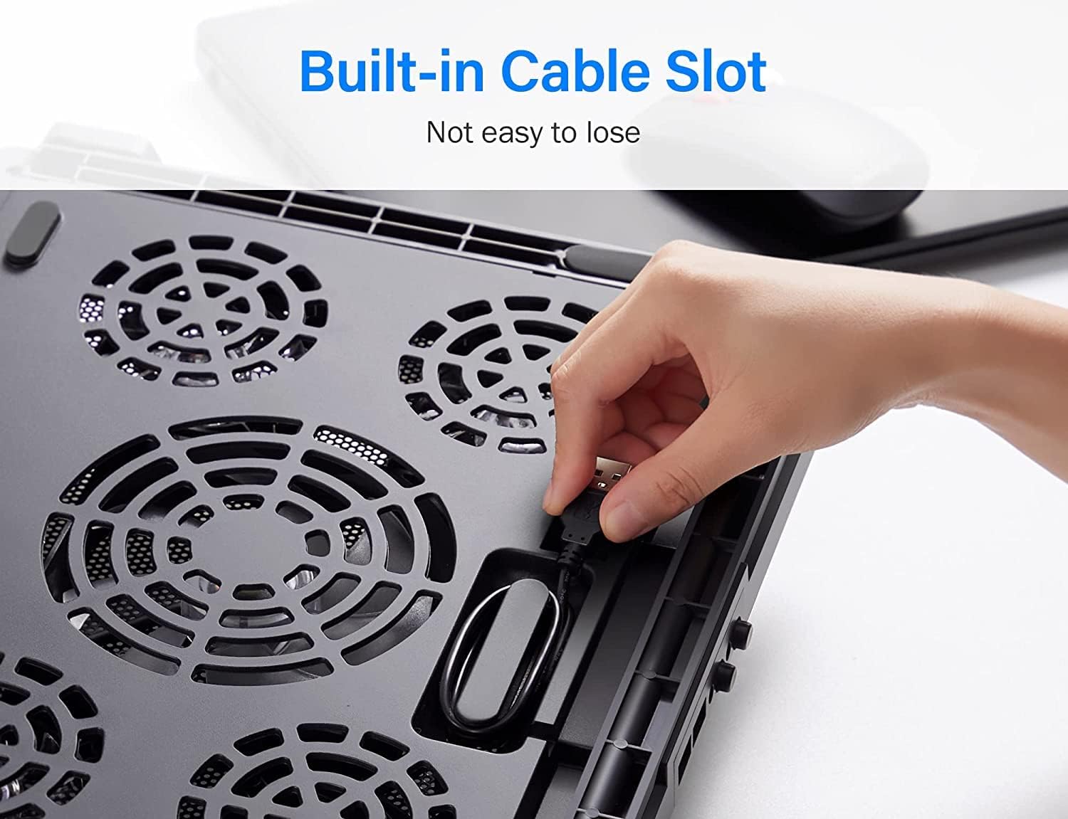 Laptop Cooling Pad 17inch 15.6 14 13 12inch Gaming Cooler Pad Chill Mat 5 Quiet Fans LED Lights and 2 USB 2.0 Ports Adjustable Mounts Laptop Stand Height Angle