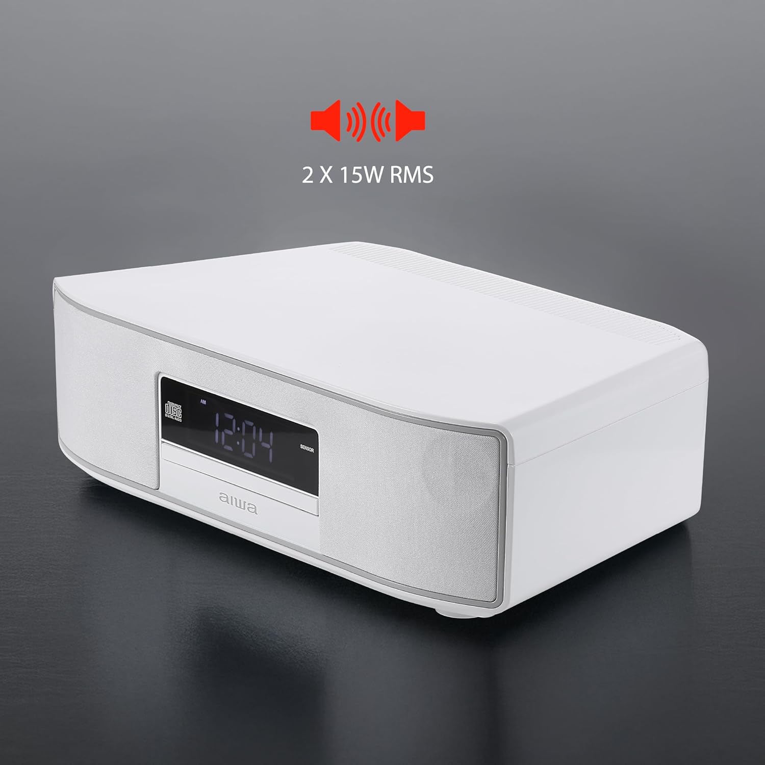 AIWA - Exos Home Speaker, Premium 30W RMS Sound System with CD Player, Bluetooth Connectivity, FM Radio, Optical Digital Input, Dual 1” Tweeters + Dual 2” Bass Units, IR Remote Control