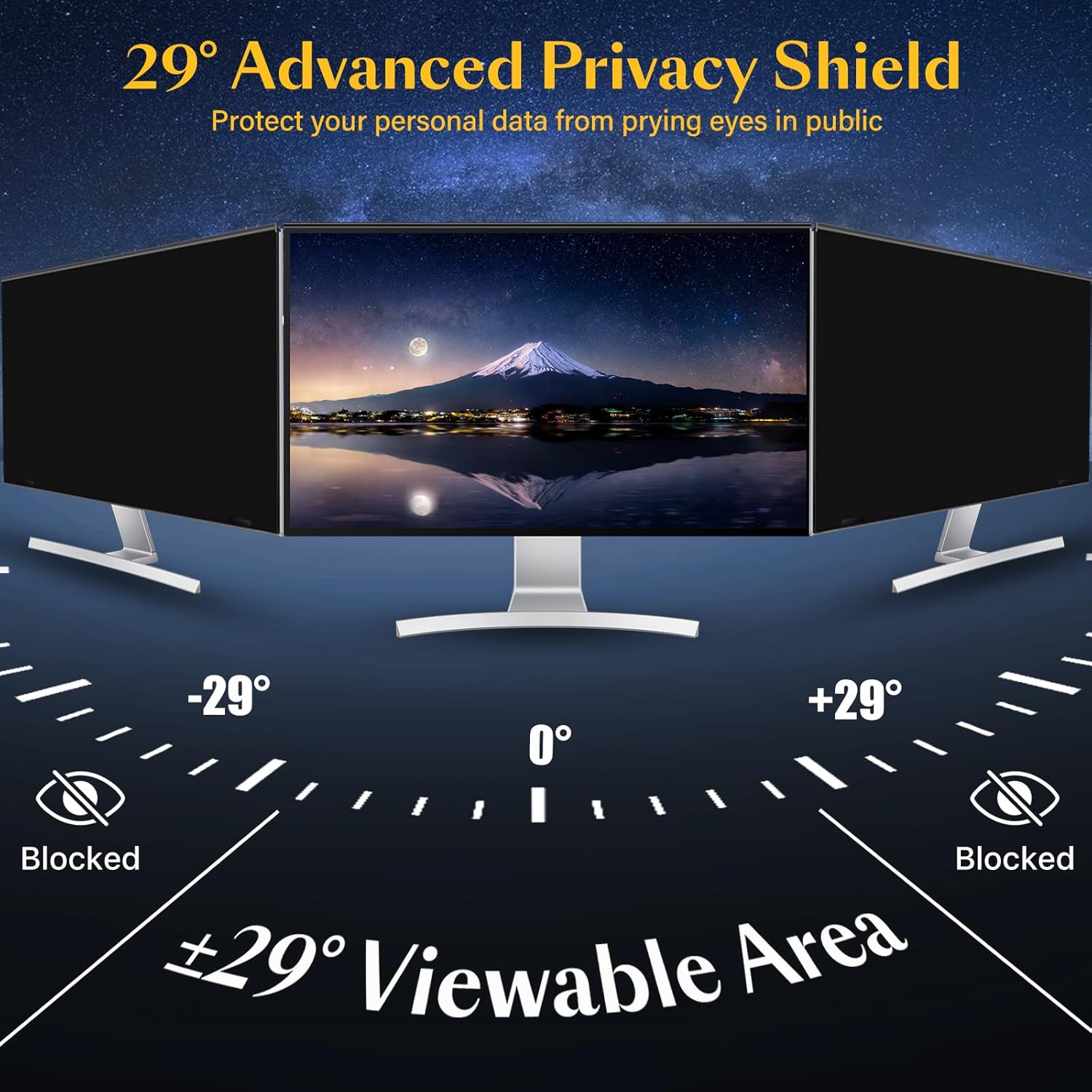 Magnetic Computer Privacy Screen Filter 27 inch for 16:9 Widescreen Monitor Desktop PC, 27in Hanging Removable Anti Blue Light Glare Eye Protection Shield, Anti Spy Screen Protector Panel