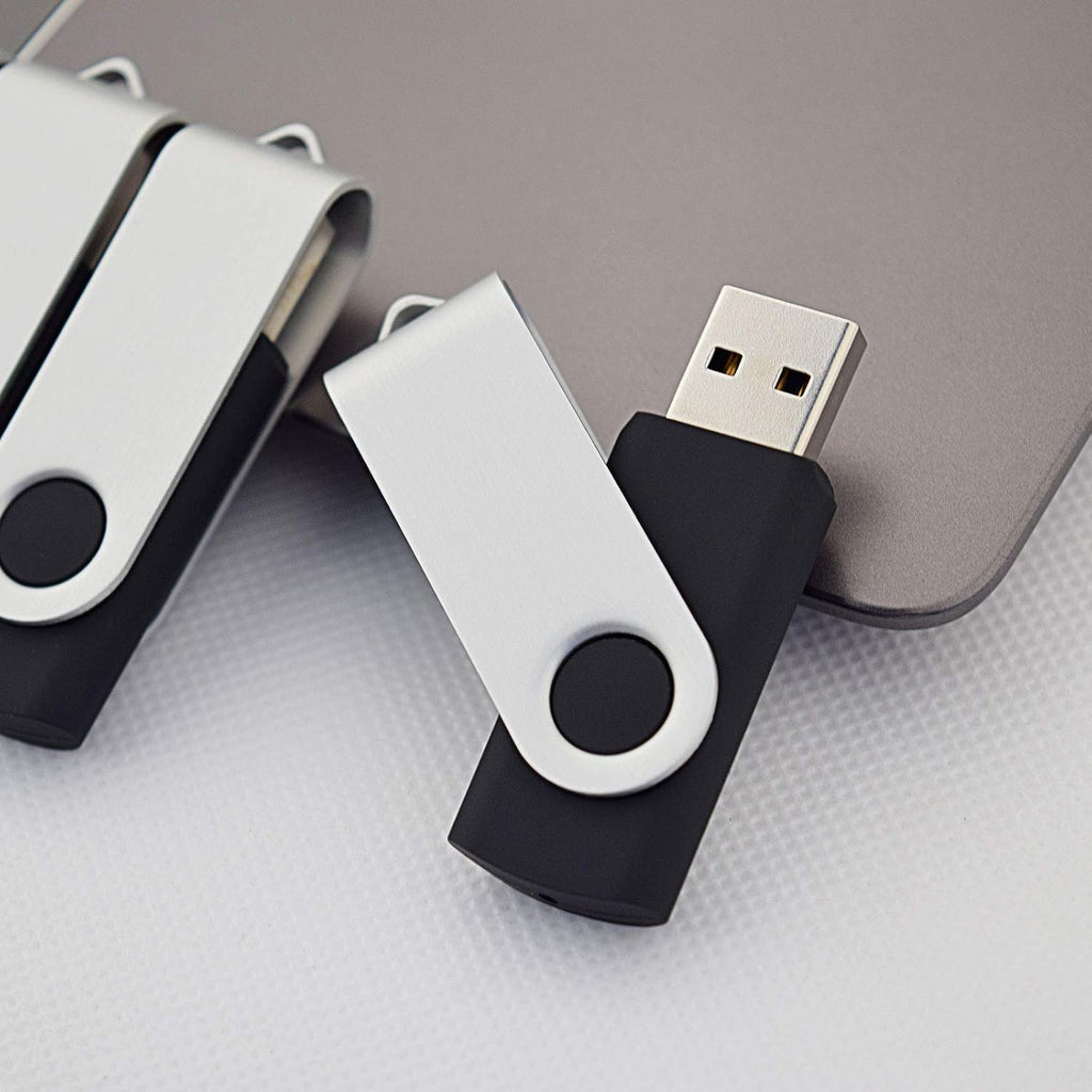 KOOTION Wholesale Bulk 50 Pack USB Flash Drive 128MB Flash Drive Thumb Drive Flash Drives Swivel Memory Stick, Black
