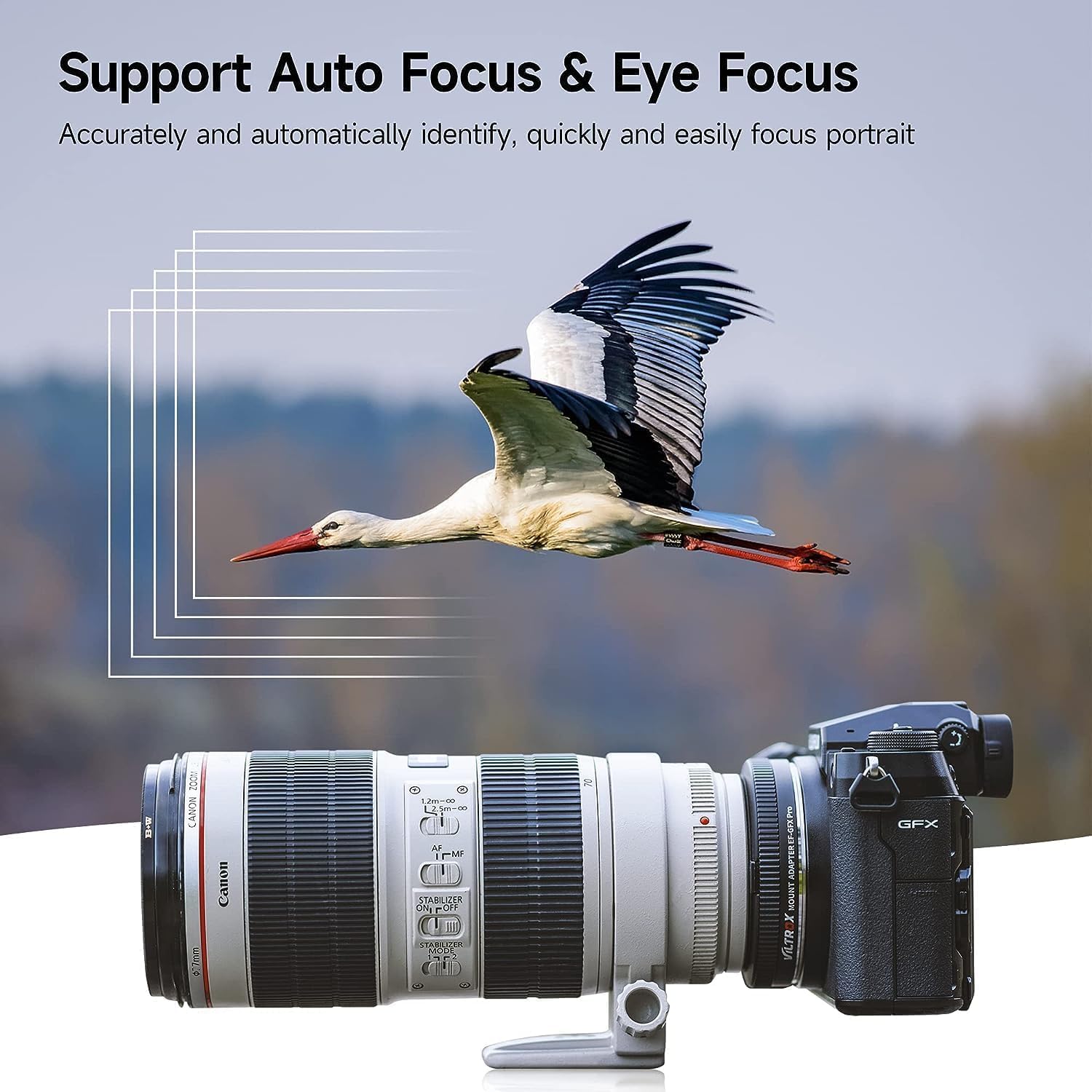 VILTROX EF-GFX Pro Lens Adapter EF Mount to GFX Mount Lens Adapter Converter Ring for Canon EF/EF-S Series Lens to Fuji GFX-Mount Medium Format Camera GFX 100 100S 50S 50SII 50R