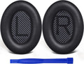 SoloWIT Replacement Earpads Cushions for Bose QuietComfort 35 (QC35) & Quiet Comfort 35 II (QC35 ii) Headphones, Ear Pads with Softer Leather, Noise Isolation Foam, Added Thickness (Black)