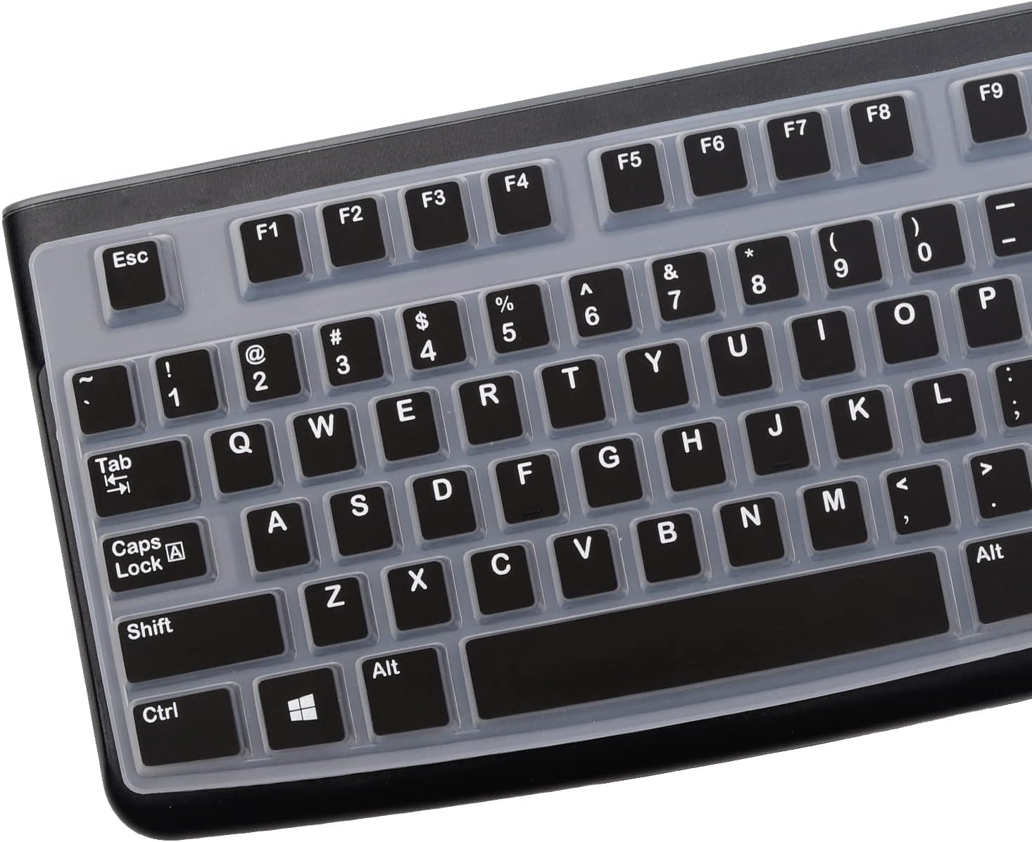 Silicone Keyboard Cover for Logitech K120 & MK120 Ergonomic Desktop USB Wired Keyboard, Logitech K120 & MK120 Keyboard Protective Skin US Layout (NOT Fit Other Model) -Black
