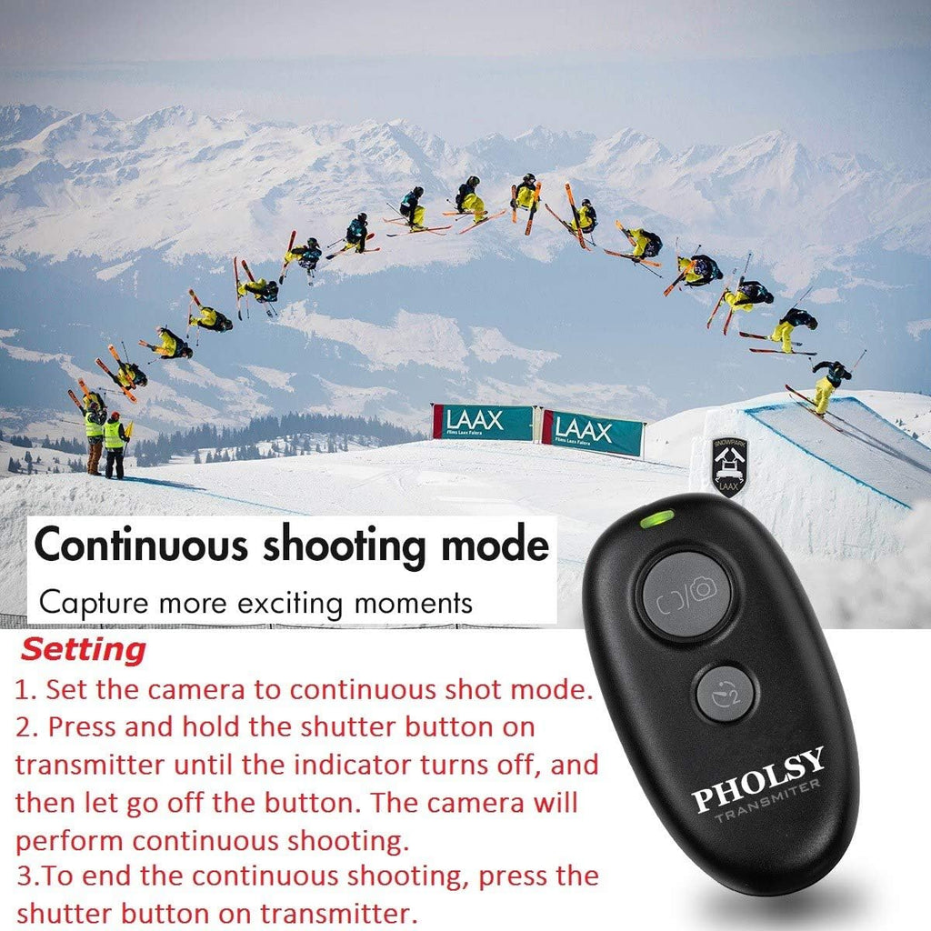 PHOLSY Wireless Shutter Camera Remote Release Control for Panasonic S5, S1H, S1R, S1M, S1, G95, G91, G90, G9, FZ1000 II, G80, G81, G85, GH5, GH6, G95, G7, GH7, GX8, G6, G5