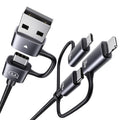 240W Multi Charging Cable, 4ft 6-in-1 USB C Cable Fast Charging Cords with USB-C/A Ports to IP/Type C/Micro Connectors for Pad/Cell Phones/Tablets/Laptop