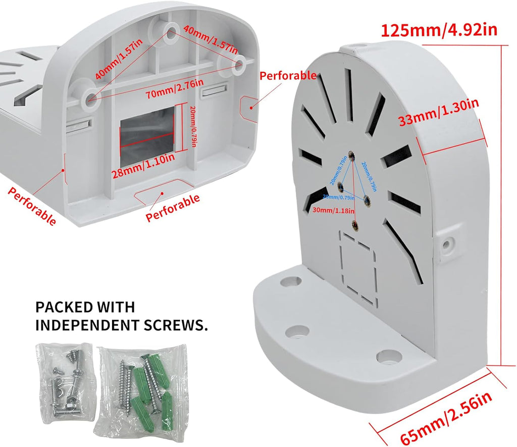 Indoor Outdoor Camera Bracket ABS Plastic Wall Mount L-Shaped Bracket for Security Dome IP Camera Mounting, Junction Box Cable Management (2.5in-SL-1PACK)