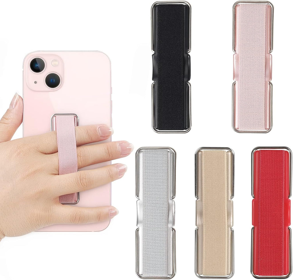 Phone Holder for Hand, CISID 5 Pcs Phone Gripper for Back of Phone Grip Phone Finger Holder Suitable for iPhone Samsung and Most Smartphones(Black,Silver,Rose Gold,Gold,Red 5PCS)