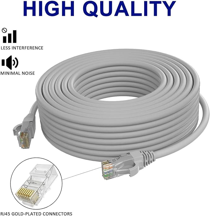 Adoreen Cat 6 Ethernet Cable 25 Ft-Gray, Outdoor & Indoor Snagless Long Round - Image 3