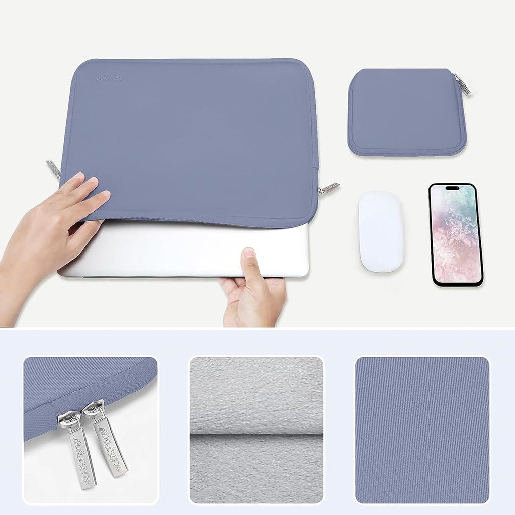 MOSISO Laptop Case 13.3 inch, 13-13.3 inch Laptop Sleeve Bag Compatible with MacBook Air/Pro 13/Pro 14 M5 M4 M3 M2 M1, HP Dell ASUS Lenovo, Neoprene Computer Sleeve Bag with Small Case, Lavender Gray