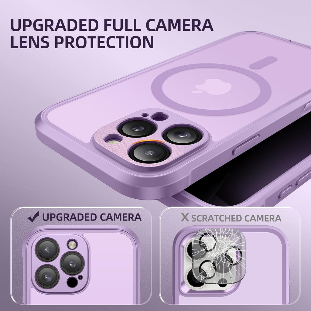 BERFY Magnetic for iPhone 16 Pro Case, Compatible with MagSafe, Built-in Privacy Screen Protector and Upgraded Camera Protection, Anti-Spy Full Body Shockproof Phone Case for 16 Pro 6.3", Light Purple