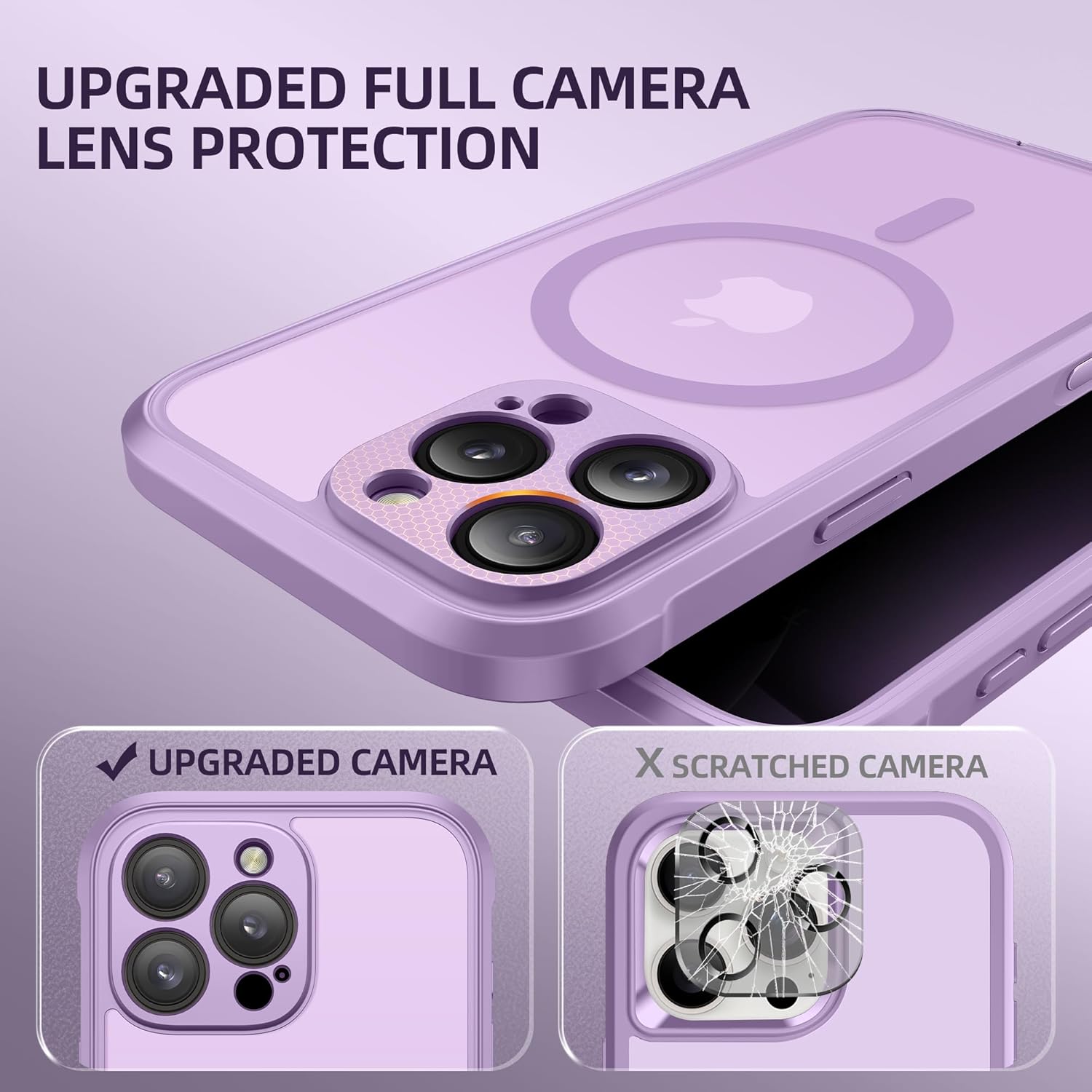 BERFY Magnetic for iPhone 16 Pro Case, Compatible with MagSafe, Built-in Privacy Screen Protector and Upgraded Camera Protection, Anti-Spy Full Body Shockproof Phone Case for 16 Pro 6.3", Light Purple