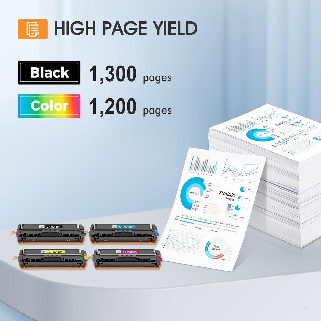 218A 218X Toner Cartridges 4 Pack 3301fdw with Chip Compatible Replacement for HP 218A 218X Color Laserjet Pro MFP 3301cdw 3201dw 3301sdw Printer High Yield Ink Set W2180A (Black Cyan Yellow Magenta)