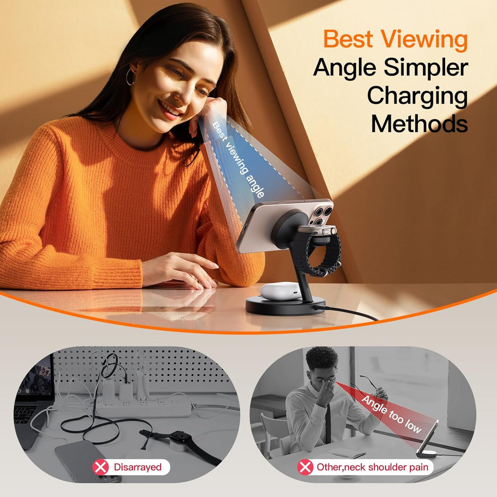 2025 3 in 1 Charging Station for Apple iPhone AirPods Watch with Mag-Safe Charger Wireless Charger Stand for iPhone 16 15 14 13 12 Series AirPods iWatch Series - Gifts for Wife & Husband