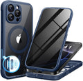 BERFY Magnetic for iPhone 16 Pro Case, Compatible with MagSafe, Built-in Privacy Screen Protector and Upgraded Camera Protection, Anti-Spy Full Body Shockproof Phone Case for 16 Pro 6.3", Blue