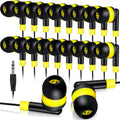 Kanayu 100 Pack Wired Earbuds Bulk for Classroom Ear Headphones Wired Basic Student Earbuds No Microphone with 3.5mm Jack for Kids Class Laptop School Library, Individually Bagged(Yellow)