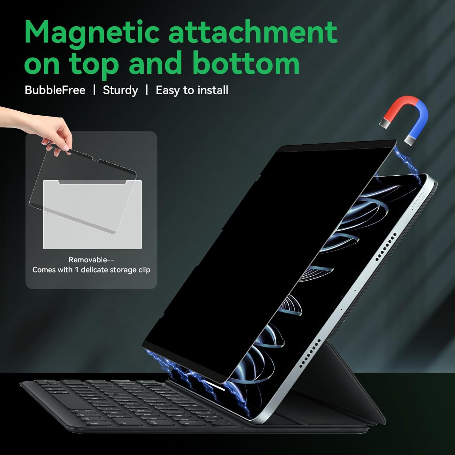 Magnetic Privacy Screen Protector Compatible with iPad A16 (10/11th Generation) 10.9 /11Inch 2022/2025, Anti Glare Shield Anti Blue Light Filter, Bubble-Free Film Easy Install Black Security Guard