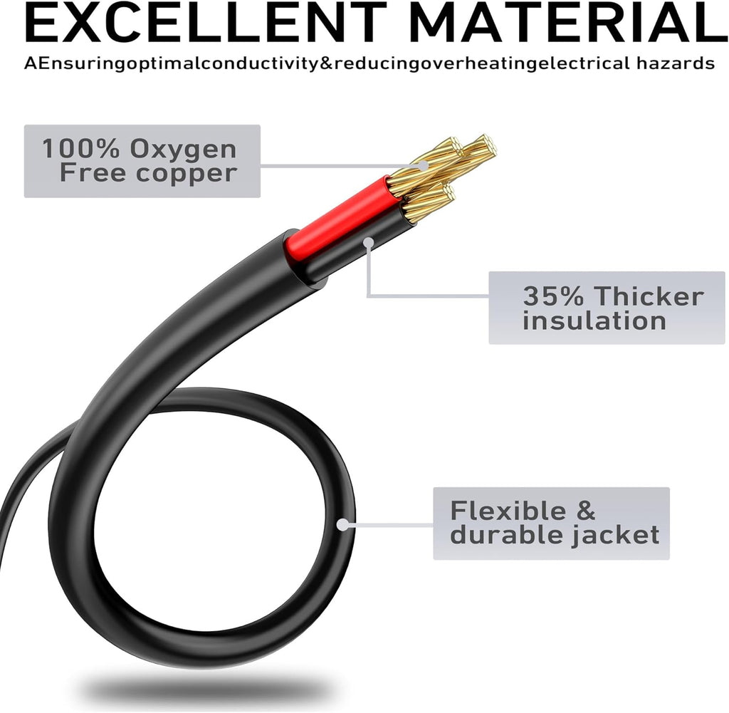 LUCKY TL Indoor Outdoor Extension Cord, 16/3 Gauge Black Long Extension Cord 50ft, Waterproof Flexible Case, Made of Pure Copper, 13A 1625W 16AWG SJTW, 3 Prong Heavy Duty Wire, ETL