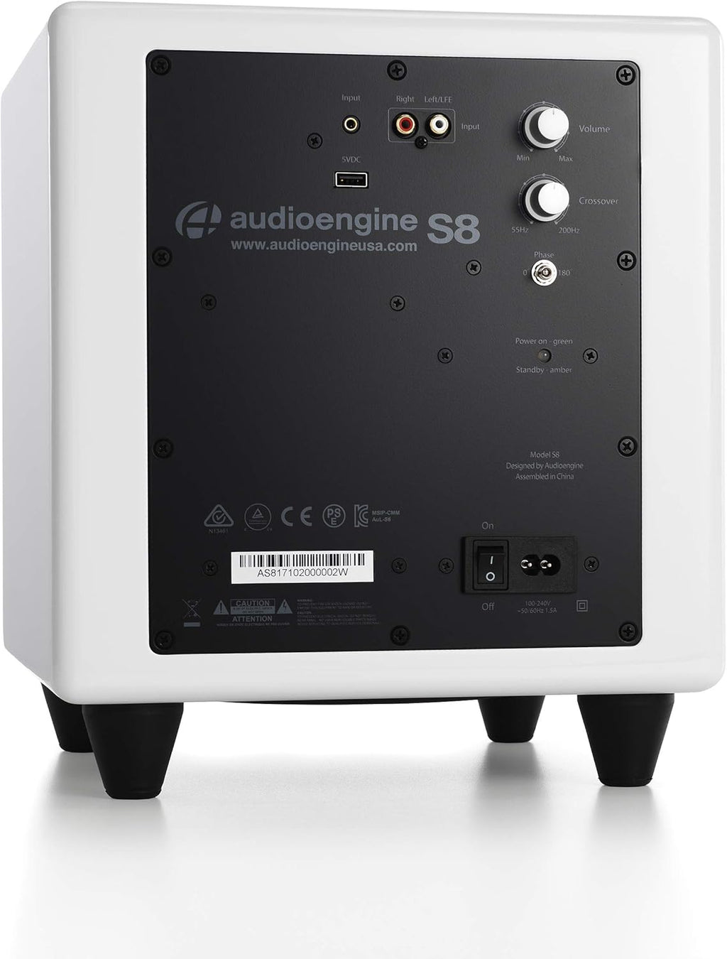 Audioengine S8 Powered Subwoofer Speaker - 250W 8-inch Home Woofer with Built-in Amplifier and Dual Audio Inputs for Home Audio