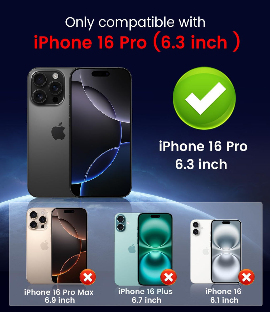 Magnetic for iPhone 16 Pro Case [Compatible with MagSafe][Built-in Camera Lens Protector] Slim Soft Silicone Bumper Shockproof Metallic Luster Phone Case (Blue)