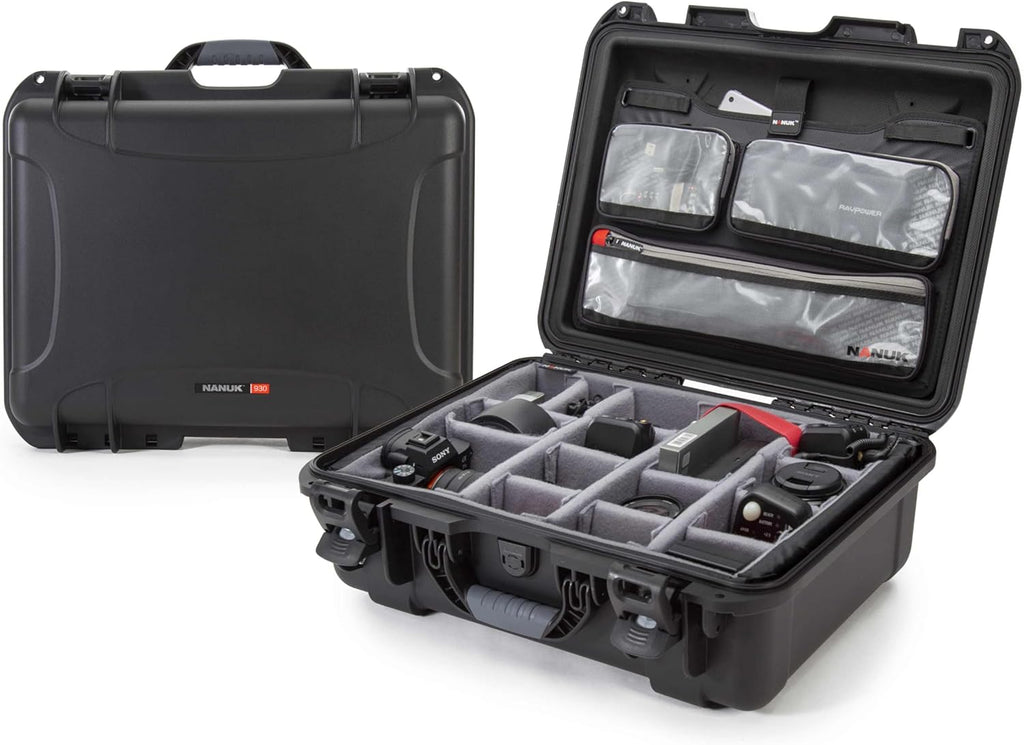 Nanuk 930 Pro Photo Kit Camera Case with Transparent, Zippered and Anti-Tear Compartments and Soft Grip Handle (26.5 Liters, Black)