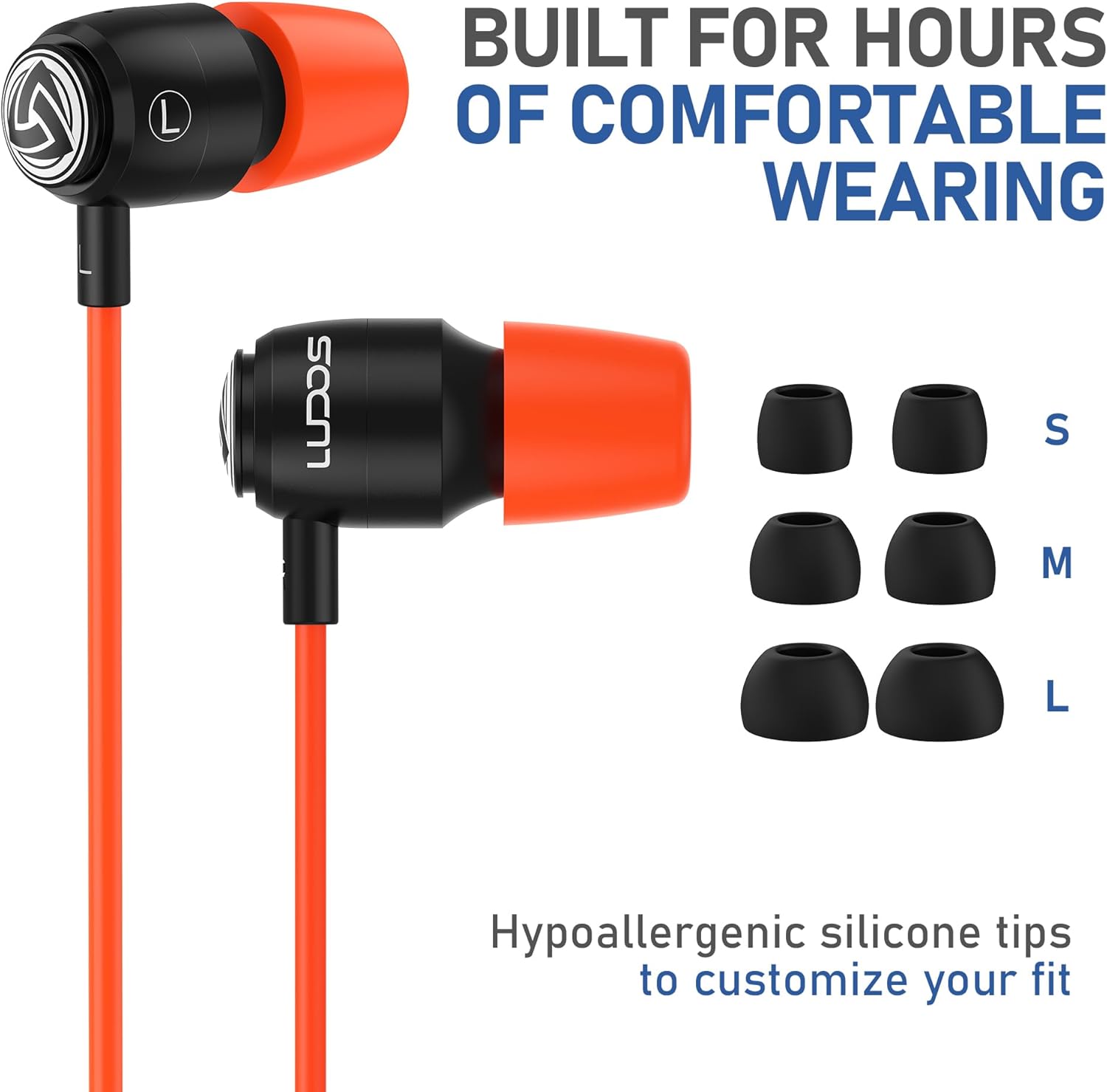 LUDOS Clamor USB C Headphones for iPhone 16 15 Pro Max Plus iPad Pro, 5 Years Warranty, USB-C Earbuds for Samsung Galaxy S24 S23 Ultra S22 S21 FE S20 A55 A54 A53, USB Type C Earphones - Coral