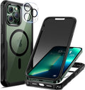 seacosmo for iPhone 13 Pro Max Case, Full Body Bumper with Built-in 9H Tempered Glass Privacy Screen Protector and Camera Lens Protector, Compatible with MagSafe, Shockproof Phone Case, 6.7", Black