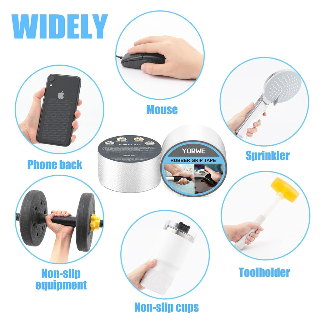 Rubber Grip Tape, Ultra-Thin Strong Adhesive Anti-Slip Waterproof Heat Resistant Wear-Resistant Cushion Pad, Making Handles or Contact Surfaces Safer, with Grip and Comfort (Clear, 2In x 10Ft)