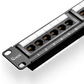 NewYork Cables 24 Port Cat6 Patch Panel – 10Gb Ethernet, 1U Rackmount 19-Inch, T568A/B Color-Coded Labels, Unshielded, 110/Krone Compatible, Black