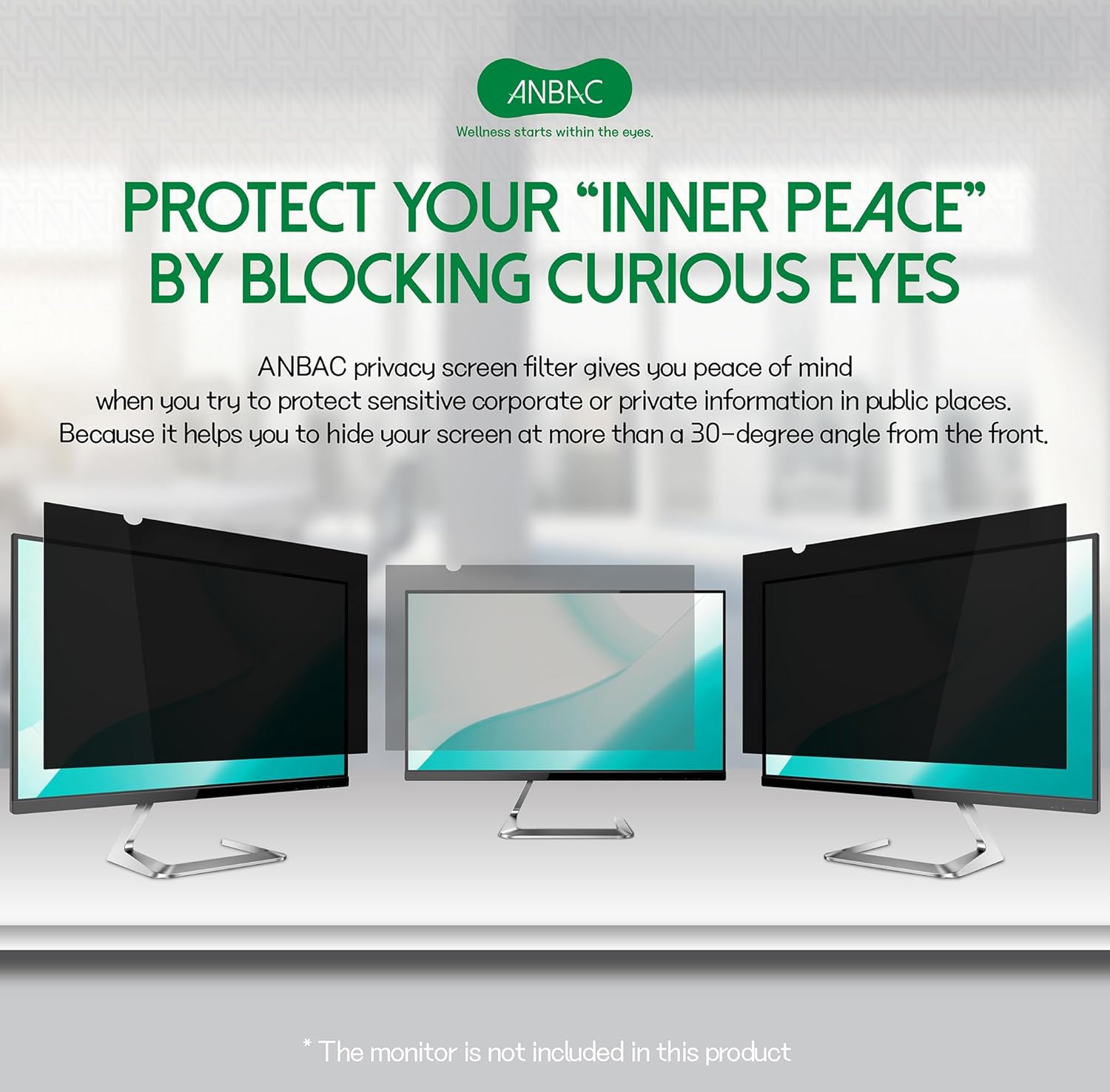 24 Inch Desktop Privacy Screen Shield for 16:9 Wide Monitor - Anti Glare Computer Privacy Screen Cover | Blue Light Blocking Screen Protector | Scratch Resistant UV Filter | Attachment Type