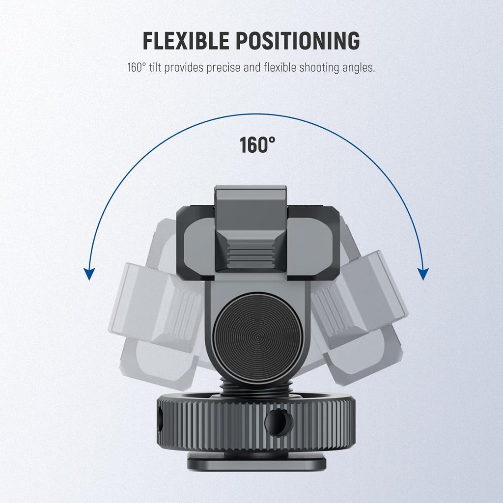 NEEWER Magnetic Mount Accessories Compatible with DJI Osmo 360 / Action 5 Pro / 4/3, Quick Release 160° Tilt Action Camera Adapter Mount with Cold Shoe, 1/4" Thread, AC012 Dark Gray