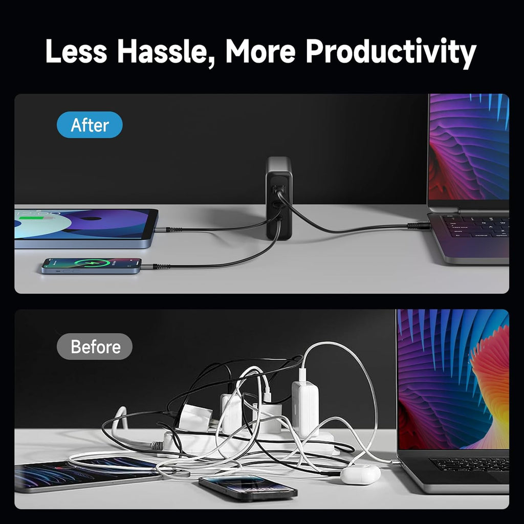 330W USB C Charger, Fast Compact 3-Ports GaN Charger PD 3.0 Fast Charging Station for MacBook Pro/Air, iPhone, iPad Pro, Dell XPS, Galaxy, Pixel, Apple Watch, and More