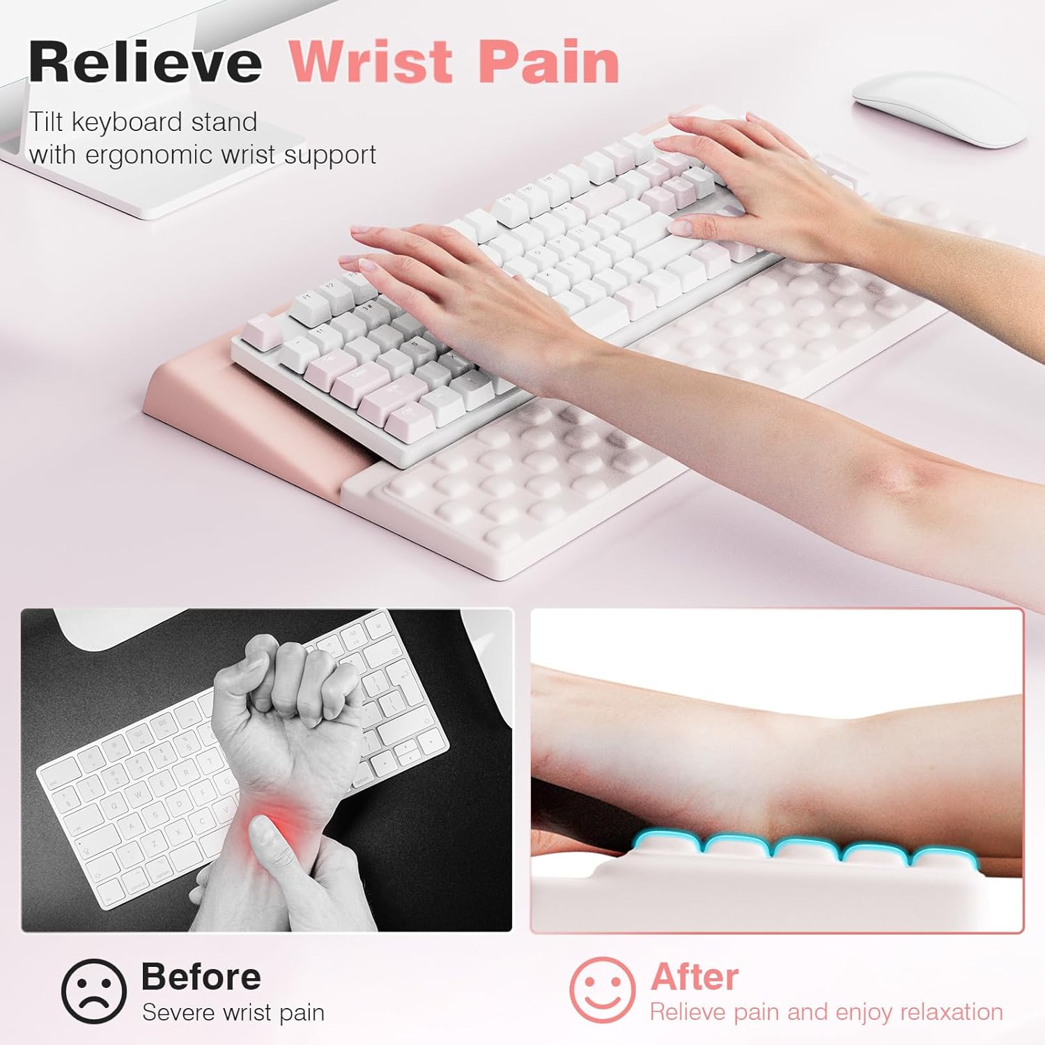 Ospelelf Ergonomic Keyboard Wrist Rest Pad Comfortable Keyboard Stand Riser Holder Pad for Office Gaming