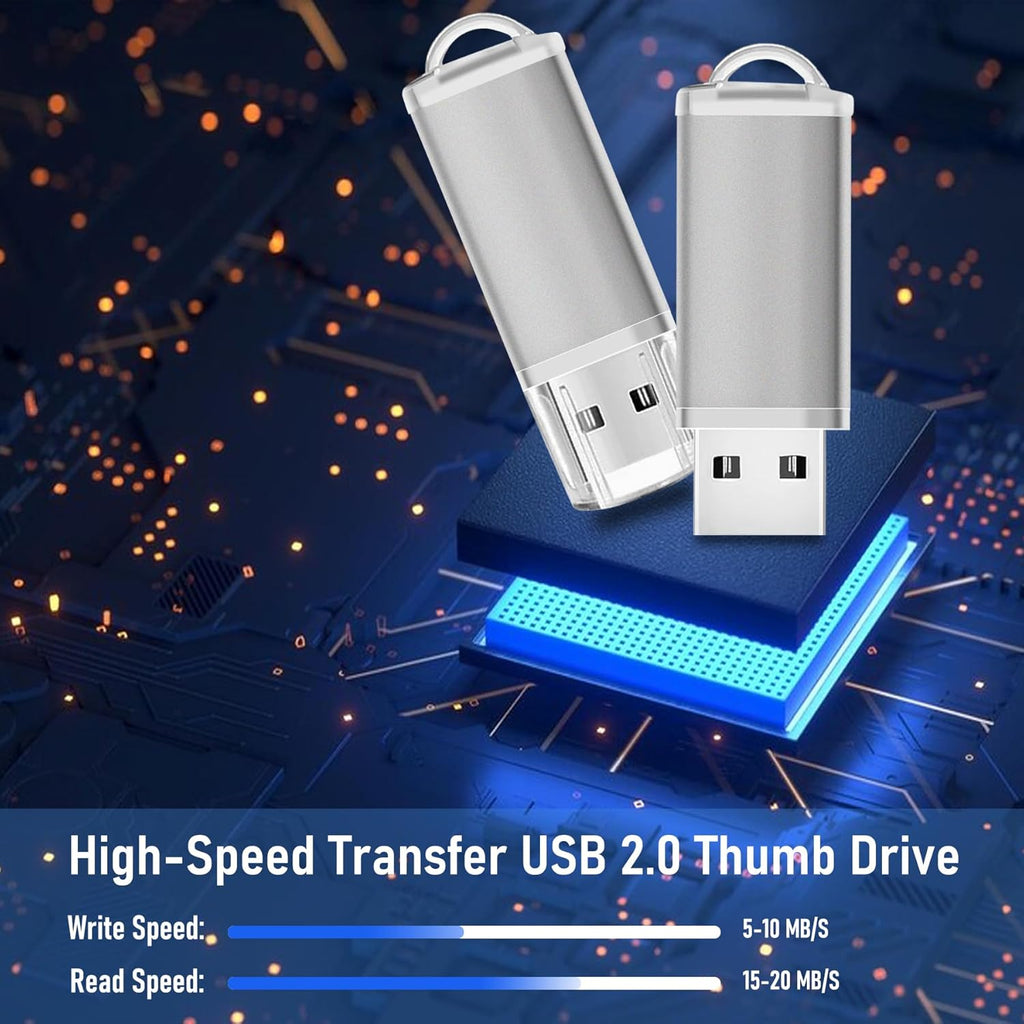 1GB USB Flash Drives 20 Pack, Memorias USB Thumb Drive 2.0 Memory Stick Fat Zip Drive 1 GB Jump Drives Multipack Pendrive with Landards and Lables (Sliver, 1Count 20 Packs)