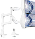 Vertical Dual Monitor Mount for 17-49 Inch Ultrawide Heavy Duty Curved Screen Stacking, Computer Monitor Arm Desk Mount, Gas Spring Adjustable Vesa Stand, White